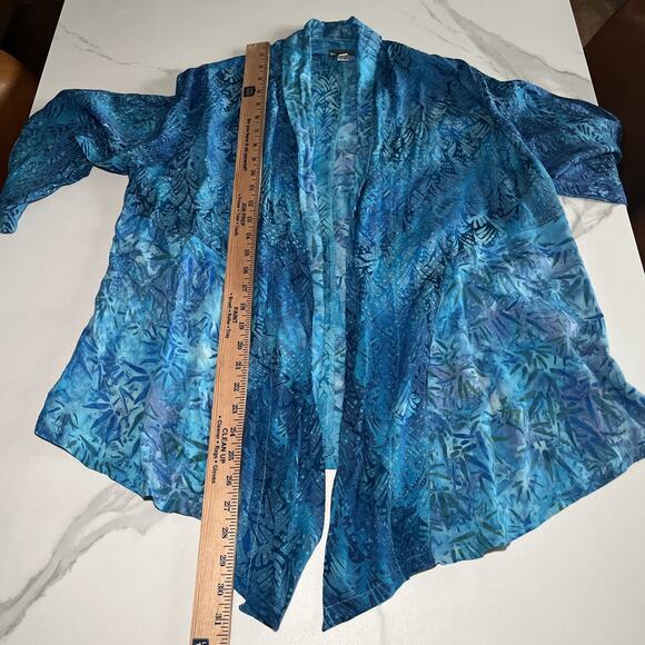 Cahaya by Tanami Open Front Kimono Beach Swim Cover Up Size Large Blue Tropical - Picture 6 of 9